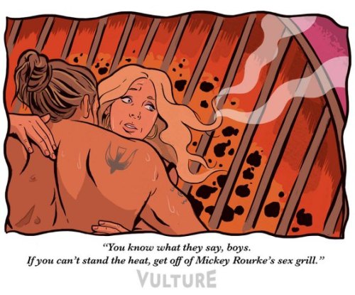 "Ne derler bilirsiniz çocuklar. Sıcağa dayanamıyorsanız Mickey Rourke'un seks ızgarasında durmayın."